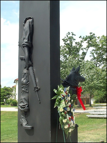 War Dog Memorial close up of the back side.